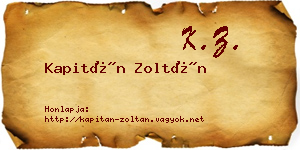 Kapitán Zoltán névjegykártya